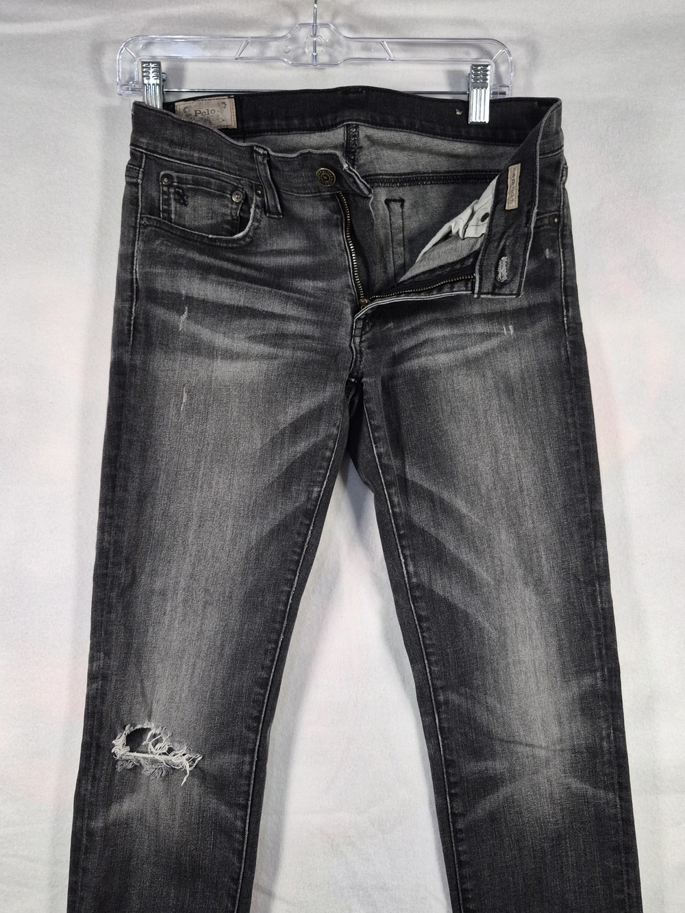 Polo Ralph Lauren Tompkins Skinny Distressed Black Denim Jeans